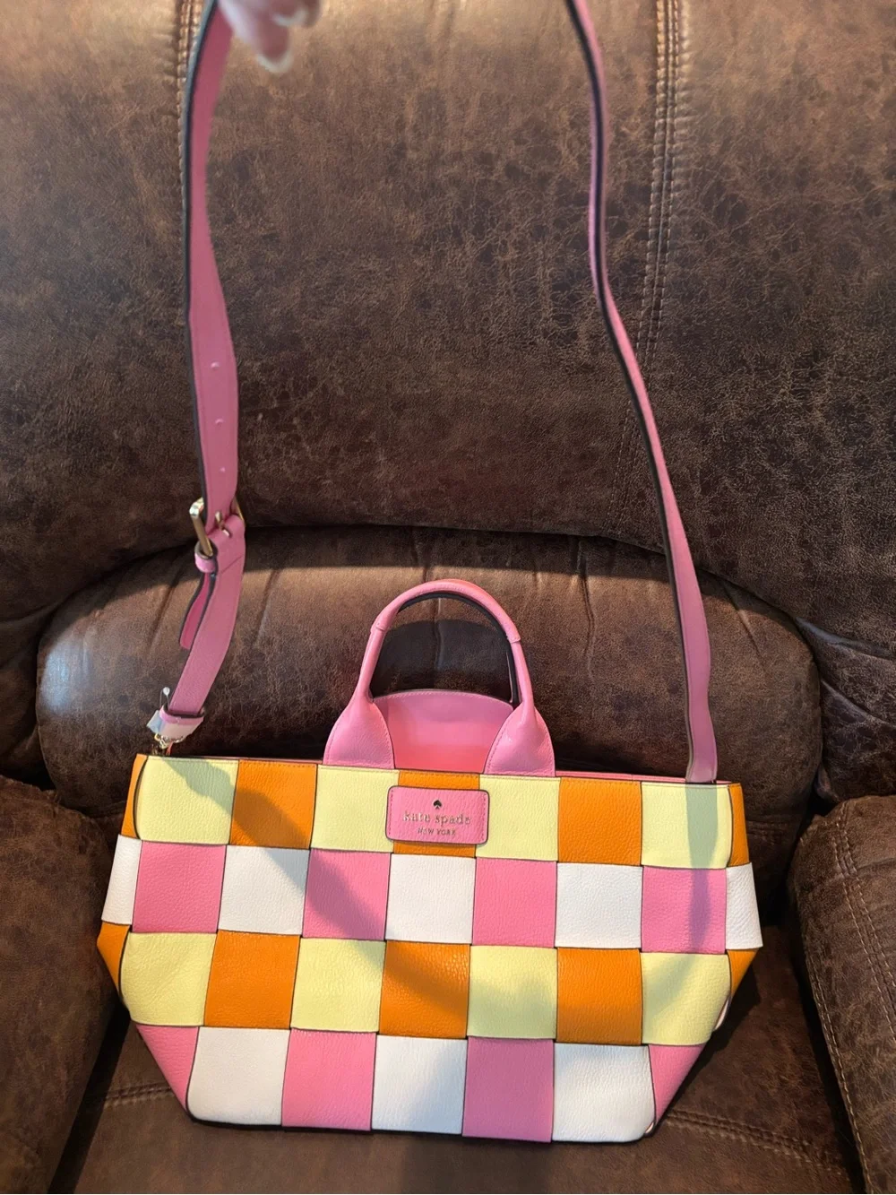 kate spade Pink, Orange & Cream Woven Shoulder Bag